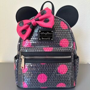 NWT Loungefly Disney Parks Minnie Mouse Sequined Polka Dot Mini Backpack